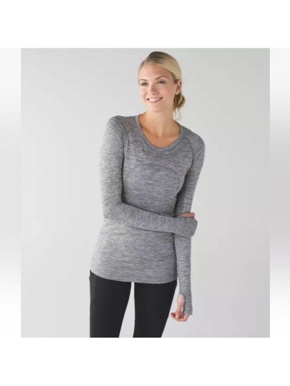 Lululemon Swiftly Tech Long Sleeve Crew Heathered Gray Sz 4